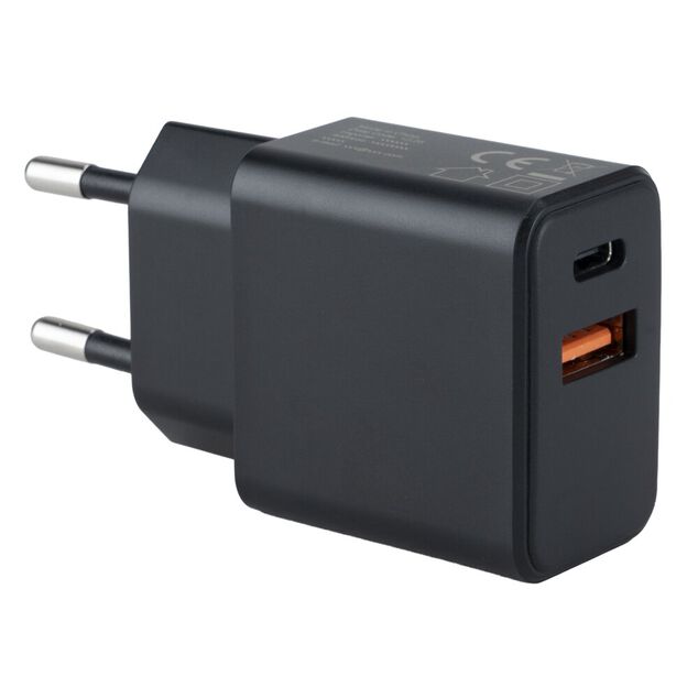 Chargeur mural 2 ports USB et USB-C 20W (2 mod&egrave;les)