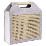 Pani&egrave;re feutrine et bambou grise Moyen mod&egrave;le 42x14xH38cm