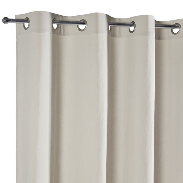 Rideau &agrave; oeillets coton lav&eacute; beige 140x240cm