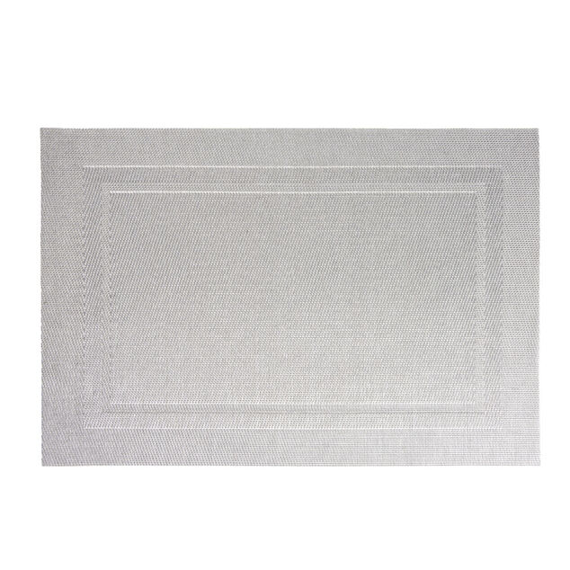 Set de table rectangulaire PVC 30x45cm effet tiss&eacute; gris