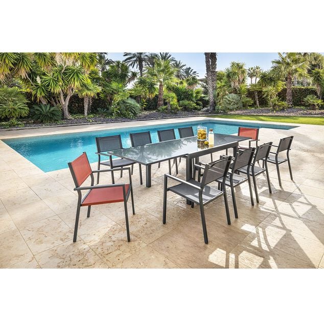 Fauteuil de jardin Oslow aluminium textil&egrave;ne gris 59x55,5xH.86 cm