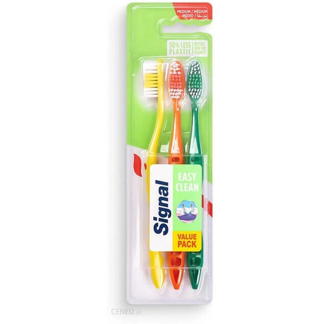 Lot de 3 brosses &agrave; dents Signal m&eacute;dium orange/jaune/vert