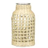 Vase en verre avec raphia tress&eacute; &Oslash;10,5xH20cm
