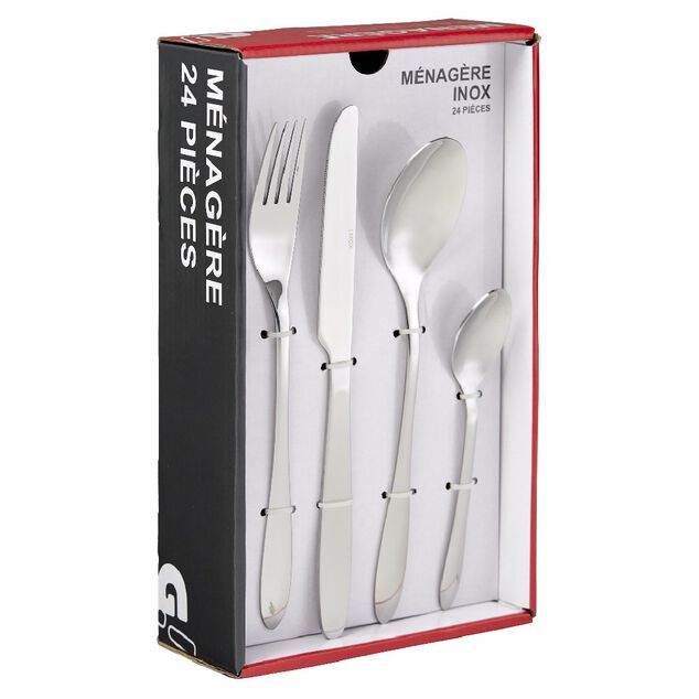 M&eacute;nag&egrave;re inox basique 24 pi&egrave;ces