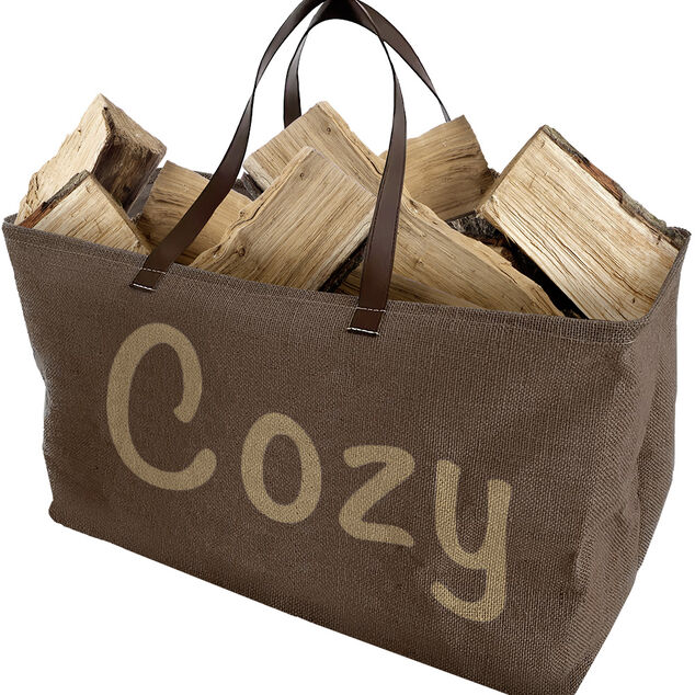 Sac porte-b&ucirc;ches inscription Cozy 64x30xH40cm