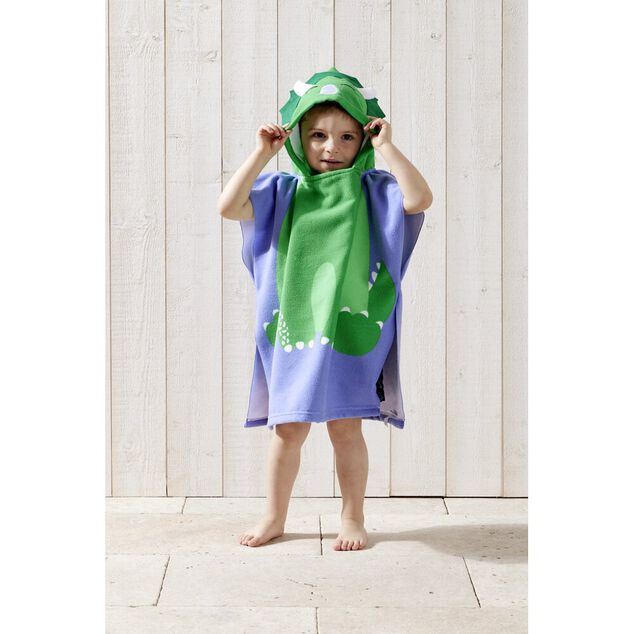 Poncho de plage enfant dinosaure TU 55x110cm