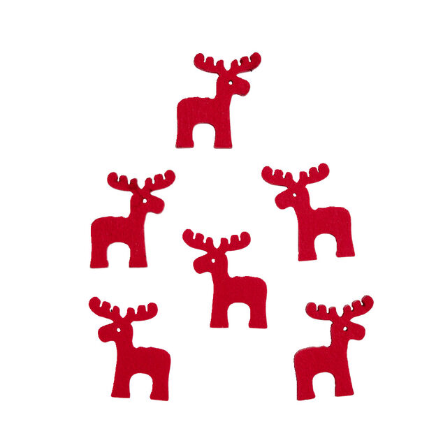 Décoration de table feutrine forme renne rouge 6 pièces