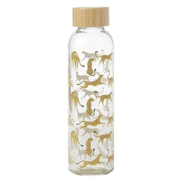 Gourde bouteille en verre avec bouchon bambou 500ml Ø6,5xH22cm