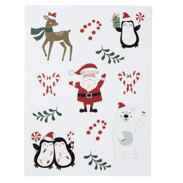 D&eacute;coration fen&ecirc;tre No&euml;l &eacute;lectrostatique personnage ou sapin