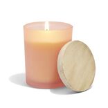 Bougie citronnelle couvercle bois verre rose &Oslash;7xH8,5cm