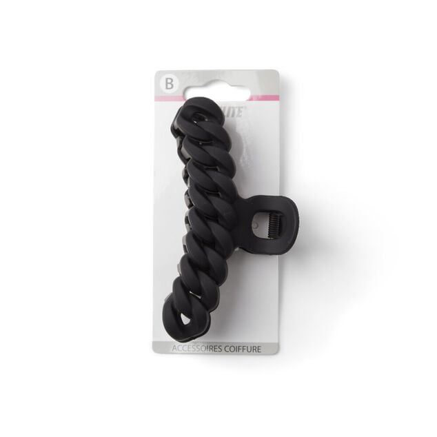 Pince &agrave; cheveux effet tress&eacute; plastique noir mat 11cm