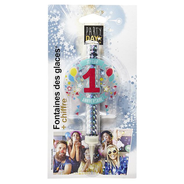 Fontaine de glace feu d'artifice bouteille chiffre 1
