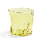 Vase verre froiss&eacute; jaune &Oslash;7,5xH7,7cm