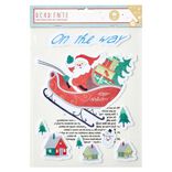 D&eacute;co fen&ecirc;tre feutre adh&eacute;sif On the Way tra&icirc;neau et P&egrave;re No&euml;l L19xH25cm