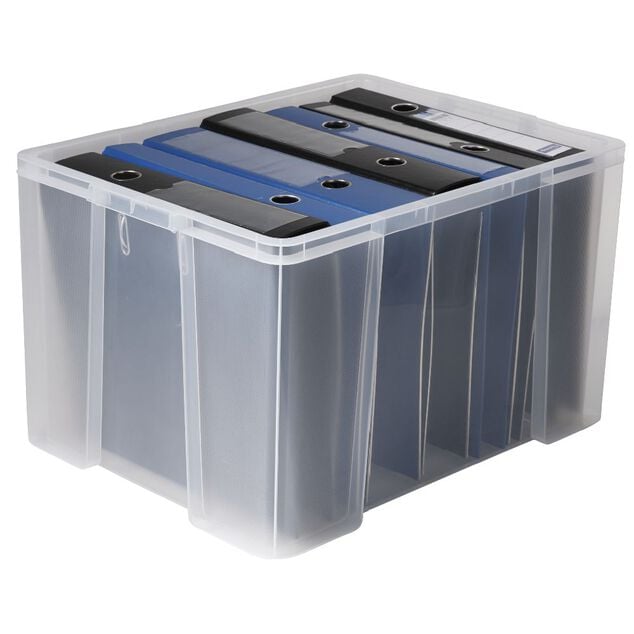 Box de rangement transparente couvercle clips rouge 45 L