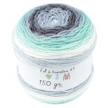 Pelote de laine toupie ton gris et vert 510m