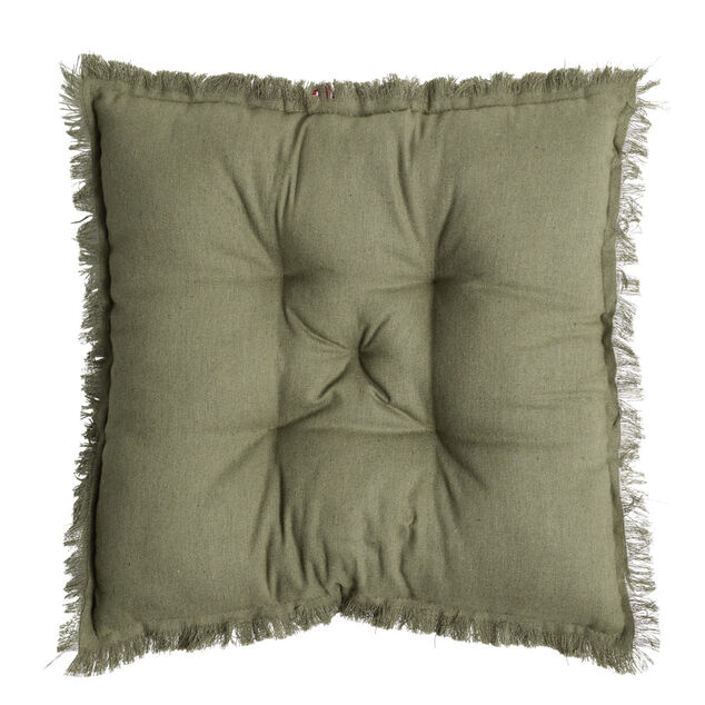 Galette de chaise carr&eacute;e &agrave; franges 40x40cm (3 mod&egrave;les)