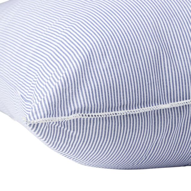 Oreiller carr&eacute; traditionnel Le B&eacute;lier du Nord coton rayures bleu et blanc 60x60cm