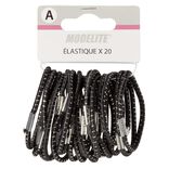 Élastique noir fil métallique brillant x20