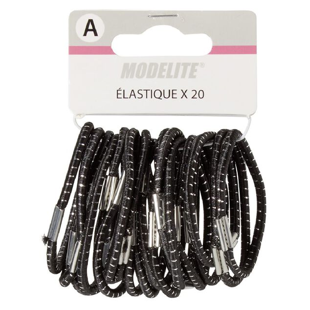 Élastique noir fil métallique brillant x20