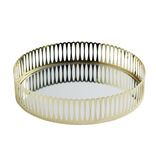 Plateau miroir en métal argenté Ø25,5xH5,5cm