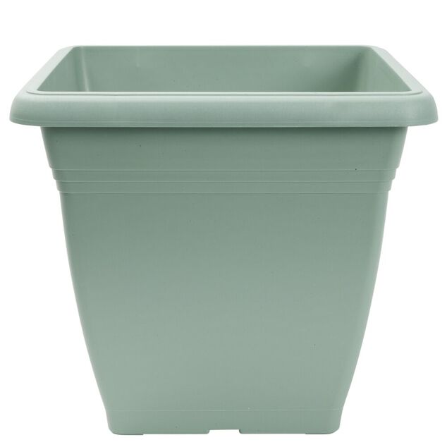 Pot de fleur carr&eacute; 32L plastique vert laurier 40x40xH36cm