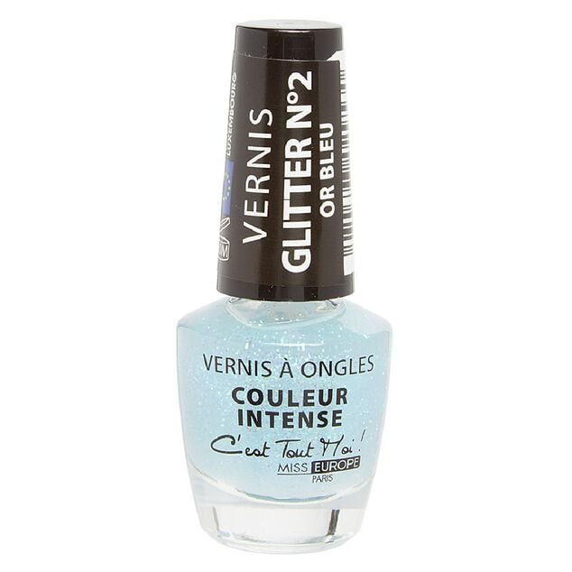 Vernis &agrave; ongles glitter dor&eacute; bleu n&deg;02