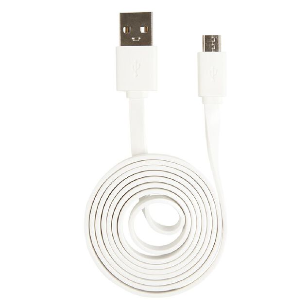 C&acirc;ble de charge micro USB plat 1 m blanc ou noir