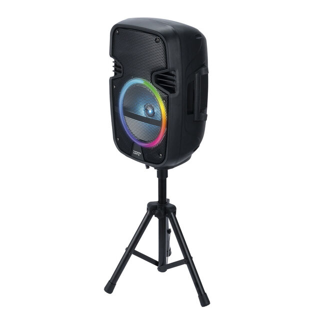 Enceinte bluetooth sans fil lumineuse RGB avec micro et tr&eacute;pied r&eacute;glable H85cm