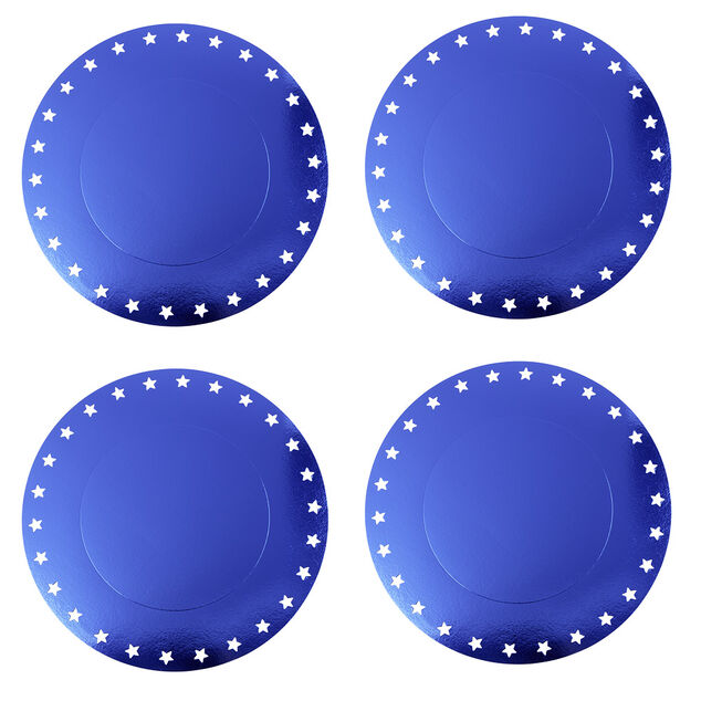 Lot de 4 sous-assiettes jetables bleues