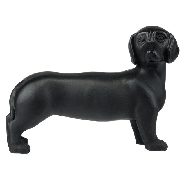 Statue chien teckel en r&eacute;sine petit mod&egrave;le L16,5xH10cm (2 mod&egrave;les noir ou blanc)