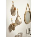 Pani&egrave;re rangement salle de bain &agrave; suspendre effet bouclette marron &Oslash;24cm