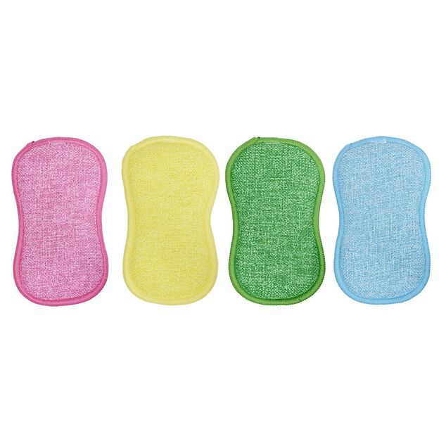 Éponge microfibre multicolore x4 9x16cm