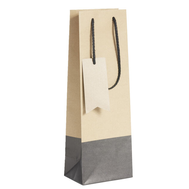 Sac bouteille kraft noir et marron H35cm