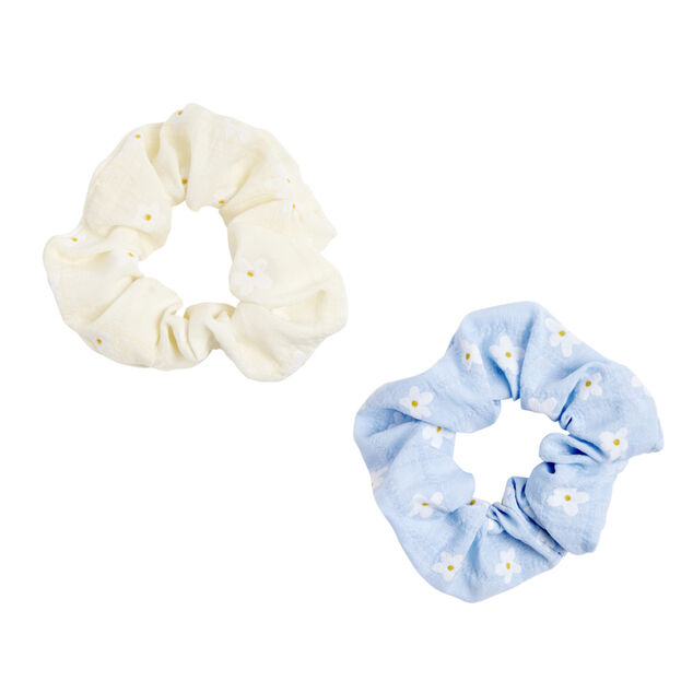 Chouchou en tissu x2 motif fleur &Oslash;7cm (2 mod&egrave;les)