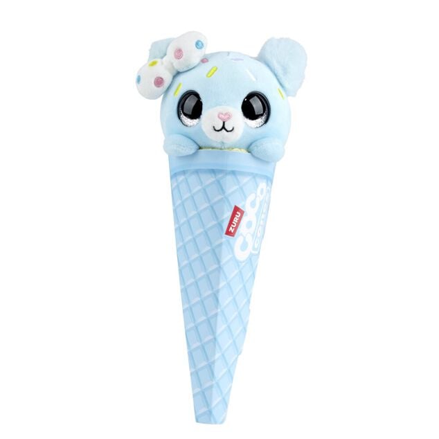 Peluche forme glace et t&ecirc;te animal 9,8x8,5xH26cm (6 mod&egrave;les)