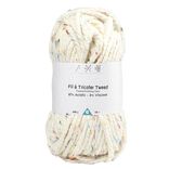 Pelote fil &agrave; tricoter tweed &eacute;paisse acrylique et viscose blanc 200g