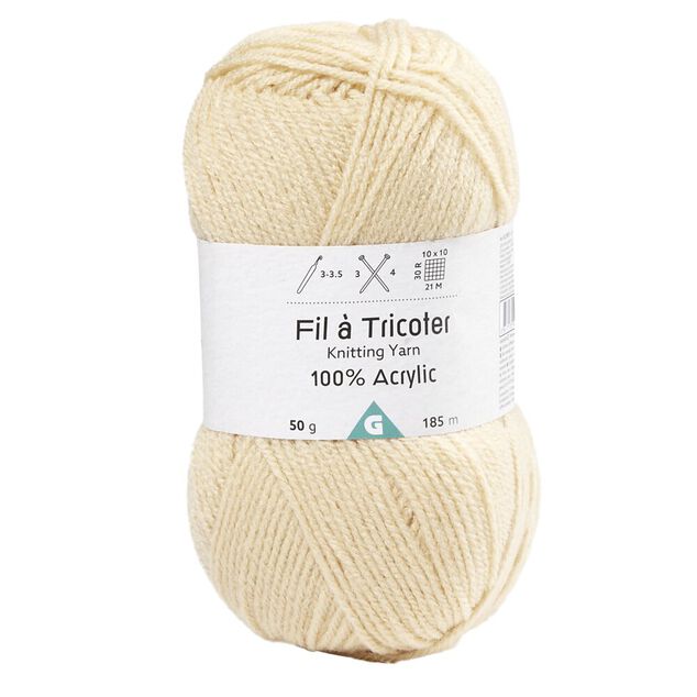 Fil &agrave; tricoter acrylique 50g beige