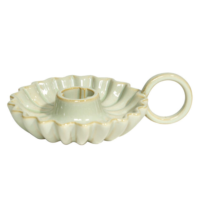 Bougeoir céramique 14,8x11xH5,2cm - 2 modèles vert ou violet