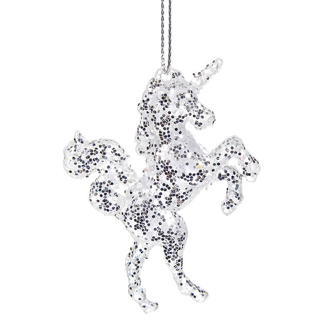Suspension Licorne de Noël acrylique pailleté