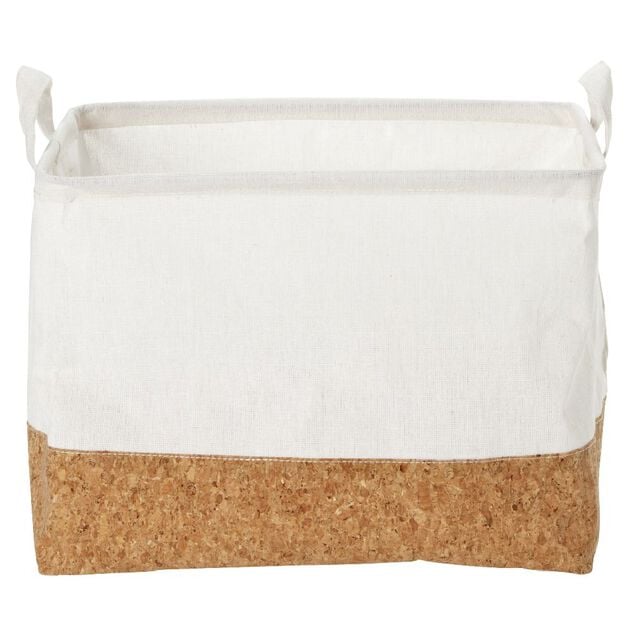 Panier &agrave; linge rectangulaire en coton blanc