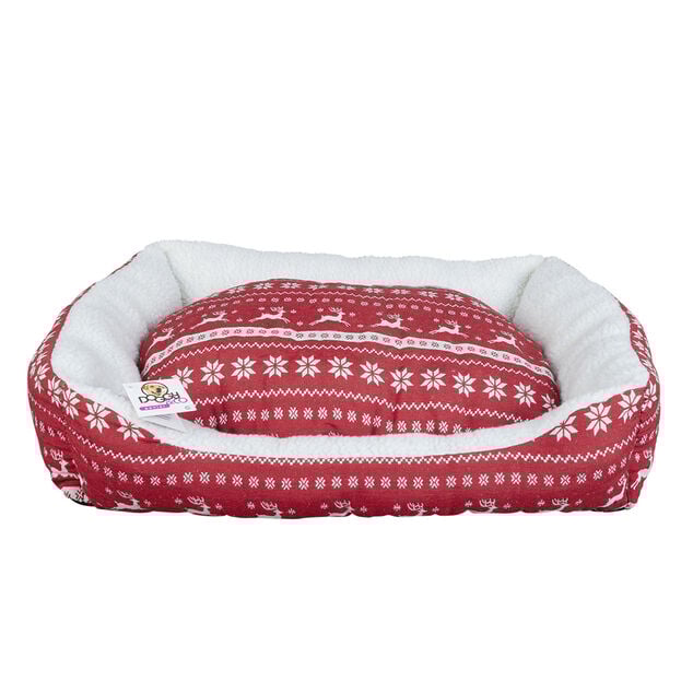 Panier pour chien motif No&euml;l rouge