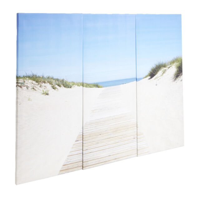Toile triptyque imprim&eacute; plage 80x60cm