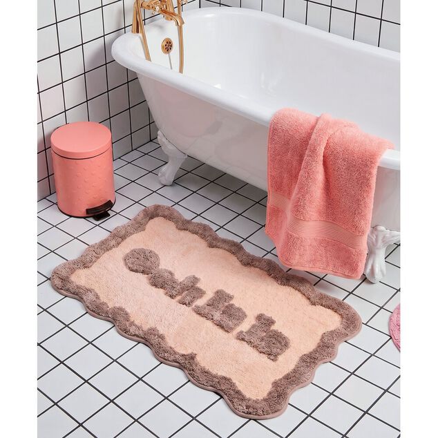 Tapis de bain Oohlala tissu bouclette beige 50x80cm