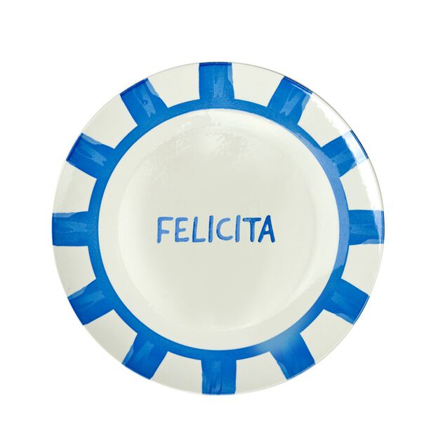 Assiette plate porcelaine "Felicita" blanche et bleue Ø26,5cm