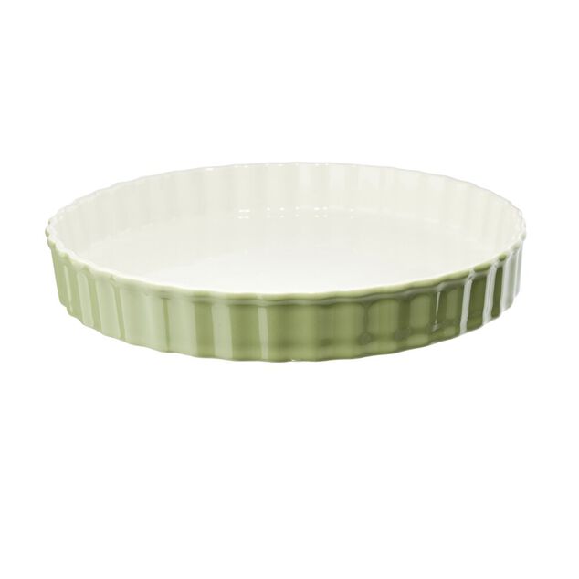 Plat &agrave; tarte en c&eacute;ramique contour color&eacute; &Oslash;27xH4cm (3 mod&egrave;les)