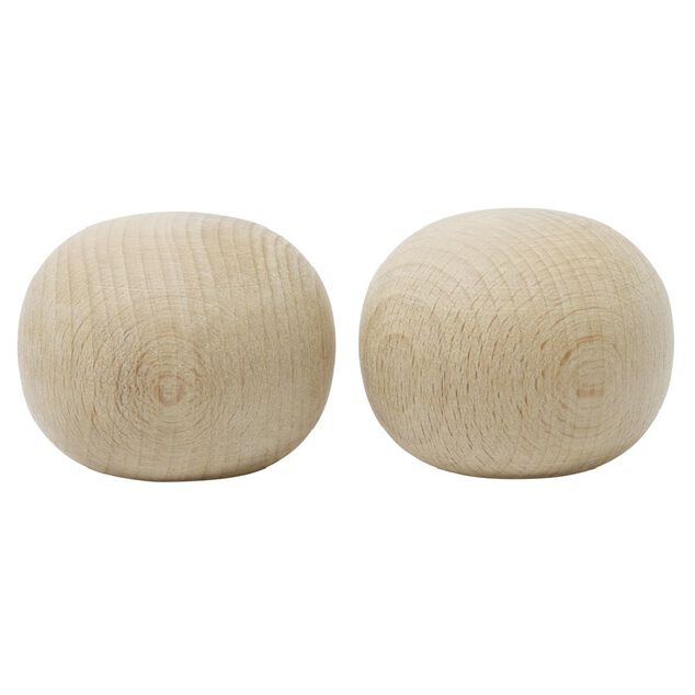 Embout de tringle forme galet en bois naturel &Oslash;28mm x2