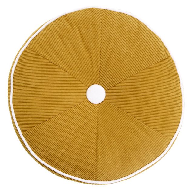 Coussin rond c&ocirc;tel&eacute; fa&ccedil;on tranche de citron jaune &Oslash;35cm
