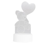 Lampe LED 3D filigrane ourson coeur 12x9,8xH21cm