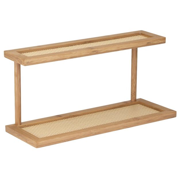 &Eacute;tag&egrave;re de cuisine en bois et bambou 2 niveaux effet tress&eacute; 40x15xH20cm